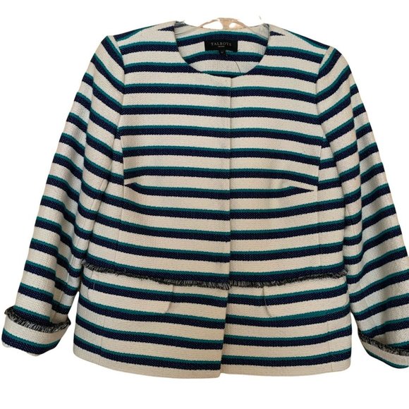 Talbots Jackets & Blazers - Talbots Stripe Fringe Jacket Career Blazer Work Nautical Dressy 6 Petite New Fun